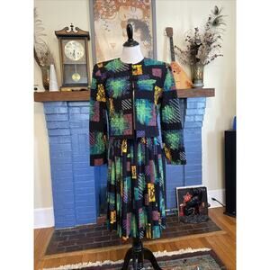 Vintage Doncaster Colorful Suit Blazer Jacket Skirt Set Size 10 USA